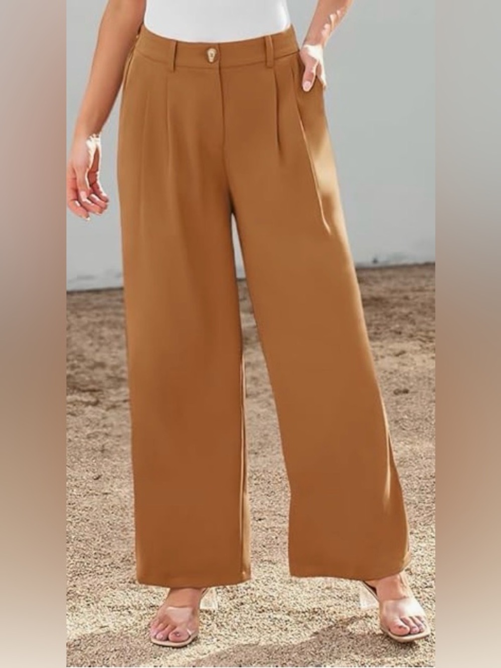 High-Rise Wide-Leg Trousers in Camel